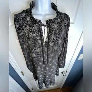 LOFT Black and White Long Sleeve Dress